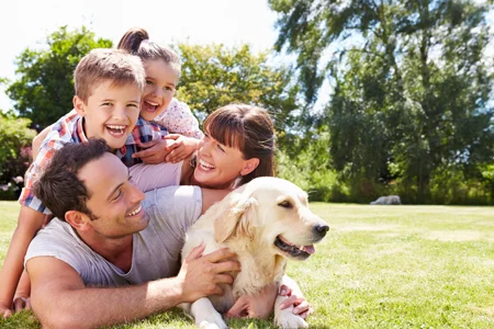 happy family outside