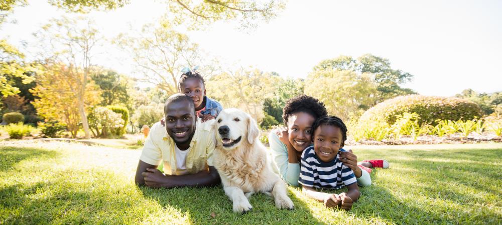 Family in their yard